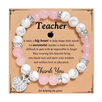 Back To School Teacher's Day Apple Pendant Bracelet Graduation Season Gift, Love Pink Zebra Purple Agate Stone Bracelet