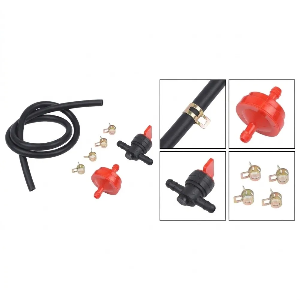 Fuel Line Hose Inline Filter 14 Inch with Fuel Shut Off Valve Compatible with for Lawn Mower Engines For 298090S 394358s and