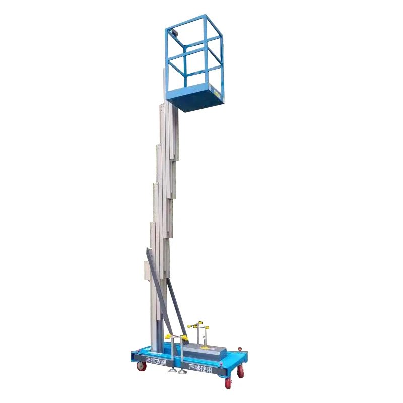 Factory Supply Electric Hydraulic Mast Lift Aluminum Alloy 11.7m Working Height 100kg Load Capacity Bottom Remote Control for