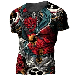 Japan Samurai Print Men's T Shirt Summer O-neck Oversized Tees Casual Short Sleeved Pullover Tops 2022 New Punk Cool Streetwear