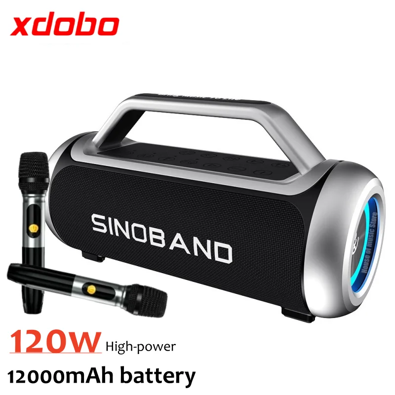 Xdobo 120w wasserdichter Außen lautsprecher 12000mAh Akku HiFi-Super-Bass tragbarer Subwoofer drahtlose Bluetooth-Sound box mit Mikrofon