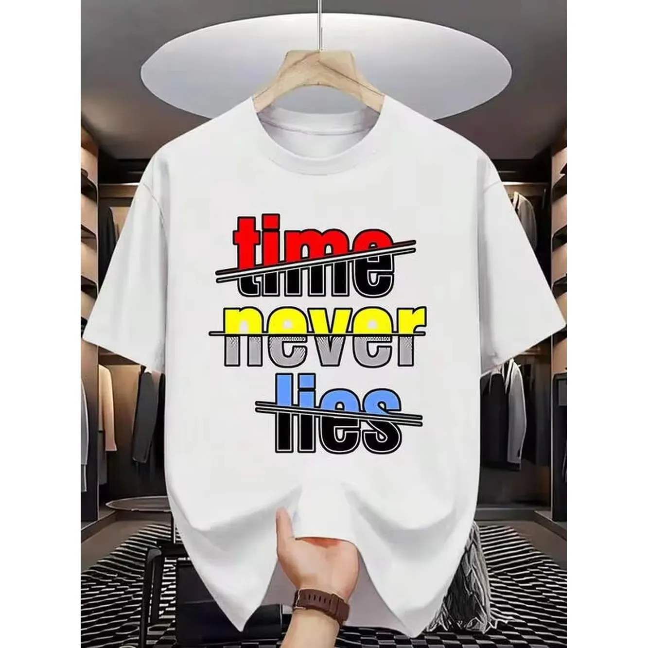Short Sleeve T-Shirt With Letter '' Print - Casual Round Neck Top