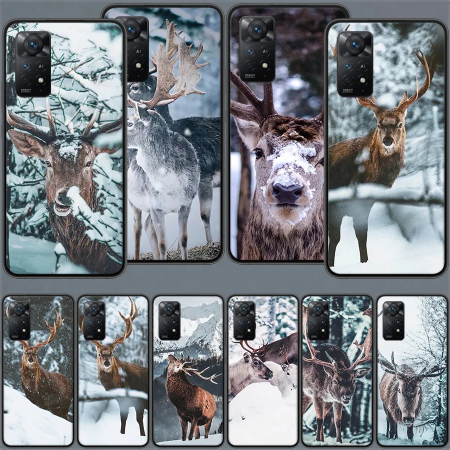 Snow Scene of Animal Elk Phone Case For Redmi Note 13 5G Plus Capa 12 12C 10A 10C 10 9A 9C 9T 9 8A 8 K70 K60 Pro Xiaomi A2 Lite