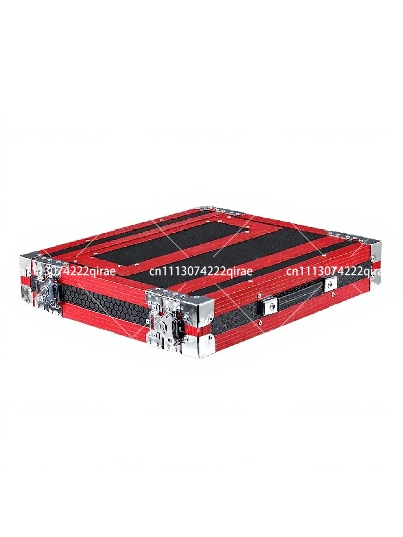 1U Wireless Microphone Receiver Flight Case, Aluminum Alloy Storage Box for Two Mics, Durable Carrying Cabinet