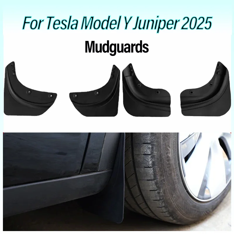 

For Tesla Model Y Juniper 2025 Rear Mudguards Flexible Mud Guards Car Anti-Sand Guard Protector and Fender Mud Flaps TPE Front