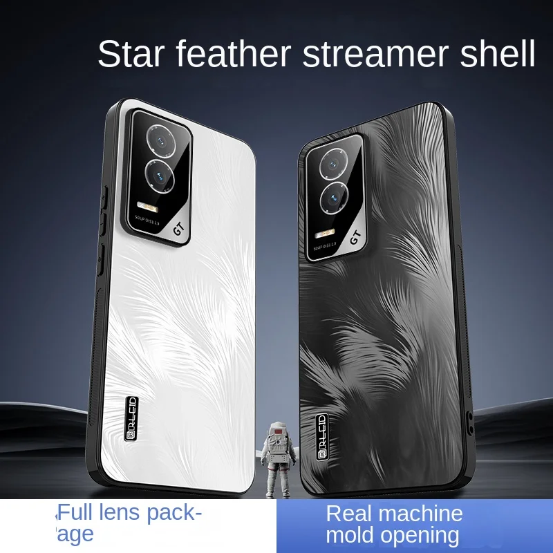 Para Honor GT GT Pro galvanizado cielo estrellado textura de pluma lente todo en uno gota antihuellas funda de teléfono