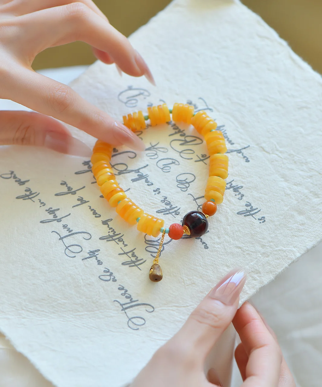 Natural Yellow Amber Round Beads Bracelet 9.6mm Women Men Healing  Stretch Amber Jewelry AAAAAA