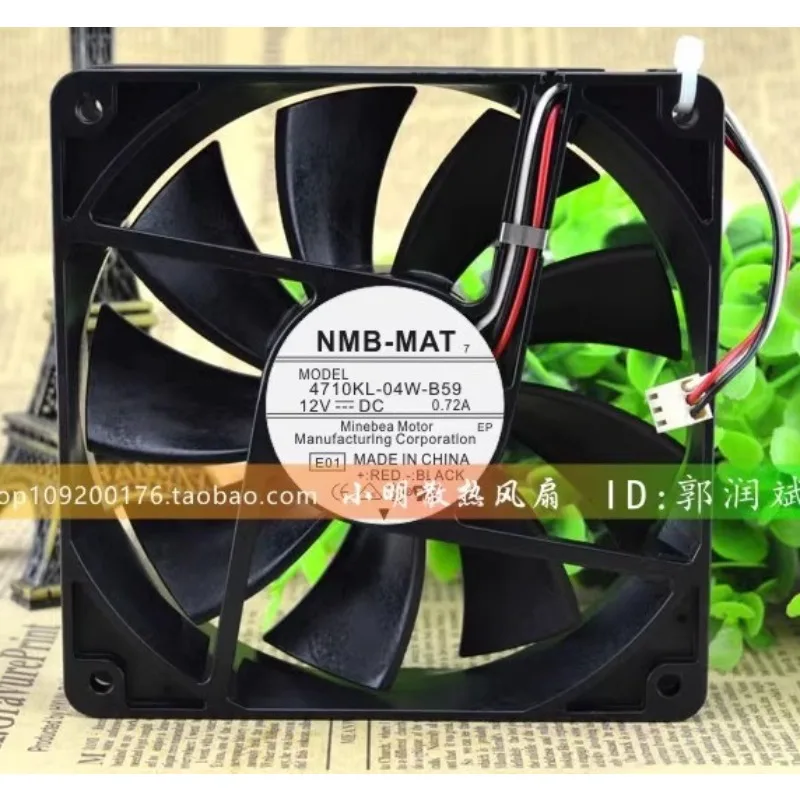 

New Cooling Fan For NMB-MAT 4710KL-04W-B59 12025 12V 0.72A Stall Alarm Signal Fan 120*120*25mm