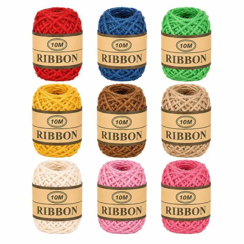 10m/Rolle Farbige Jute-Schnur Geflochtenes Seil für DIY Handarbeiten Hochzeitsdekoration Geschenkverpackung Zubehör – Detail 3