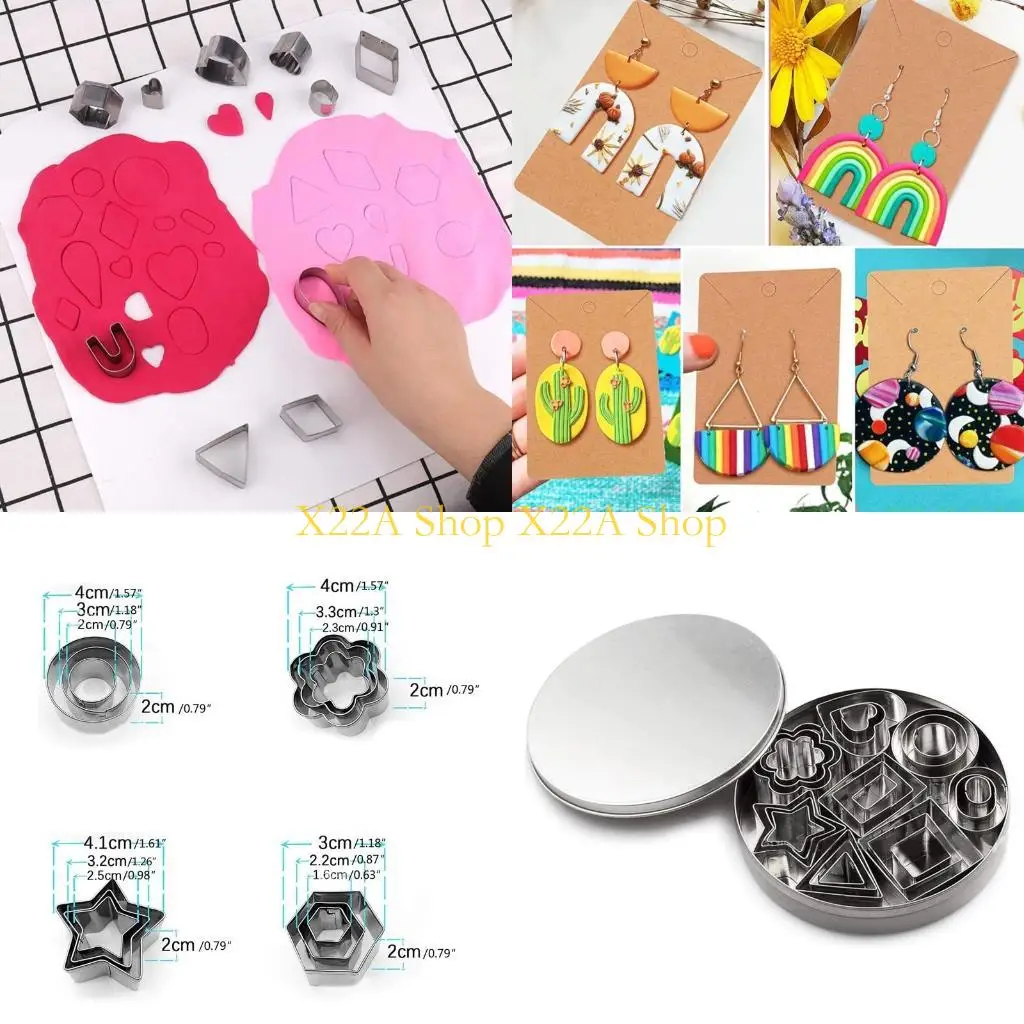 

Unique 24Pcs Mini Cookie Cutter Mold Stainless Steel Geometry Clay Cutter DIY Ceramic Pottery Polymer Clay Earring Cutting Tool