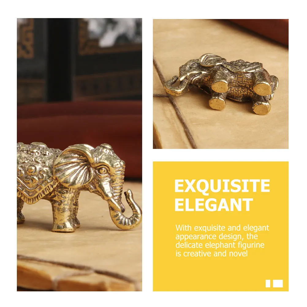 

Brass Elephant Statue Retro Animal Decor Exquisite Craftsmanship for Car Home Office 125 Brass Elephant Figurine