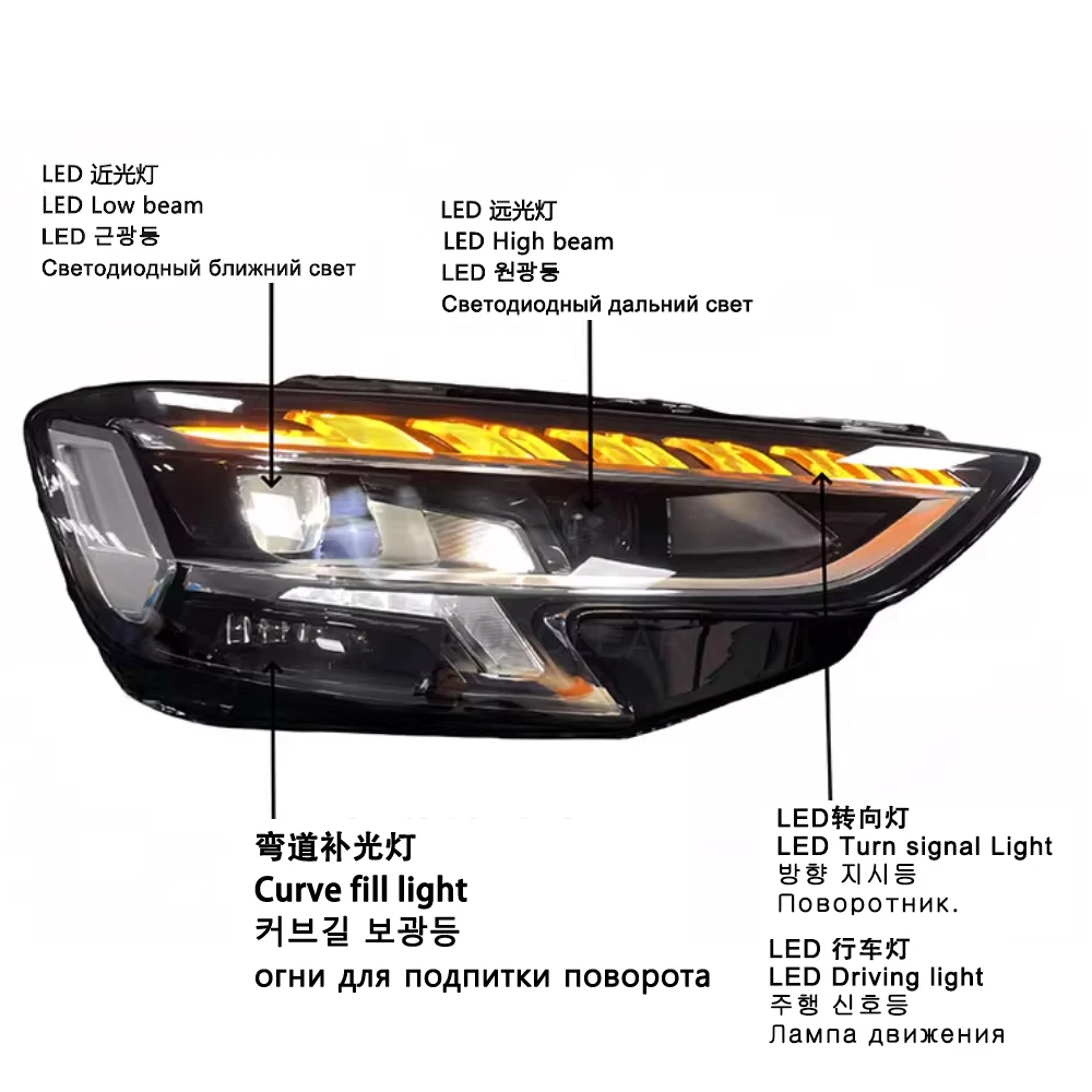 Car Accessories 2pcs Head Lamps for Audi A8 Headlights 2019-2024 A8L LED Headlight DRL Dynamic Singal High Low Beam Headlamps