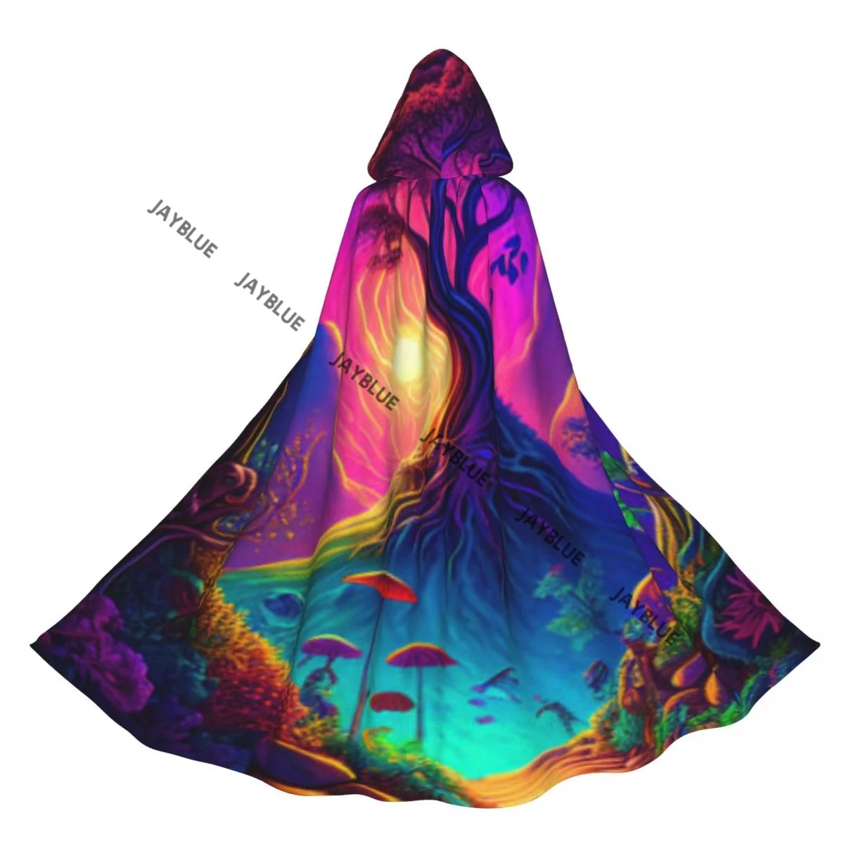 Long Cape Cloak Neon Forest Fairytale Hooded Cloak Coat Autumn Hoodies