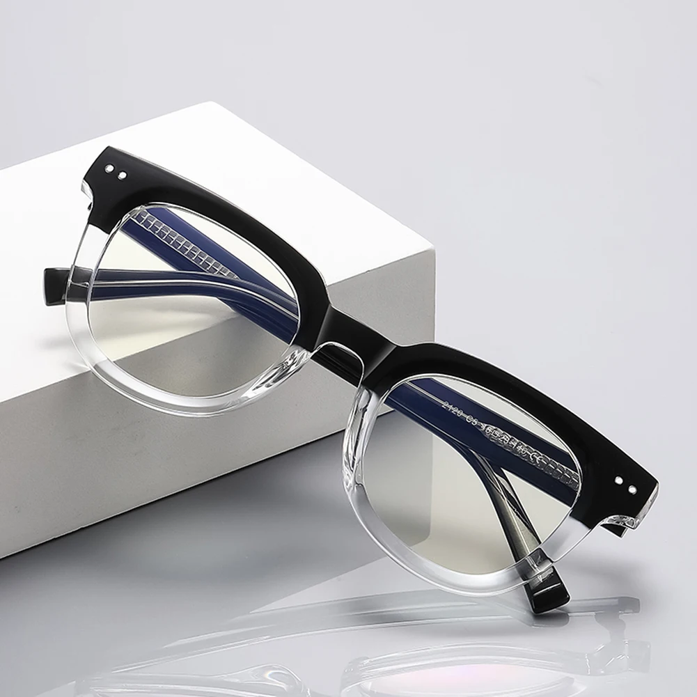 Peekaboo TR90 anti blue light glasses for men retro style clear lens optical glasses frame women clear lens rivets unisex