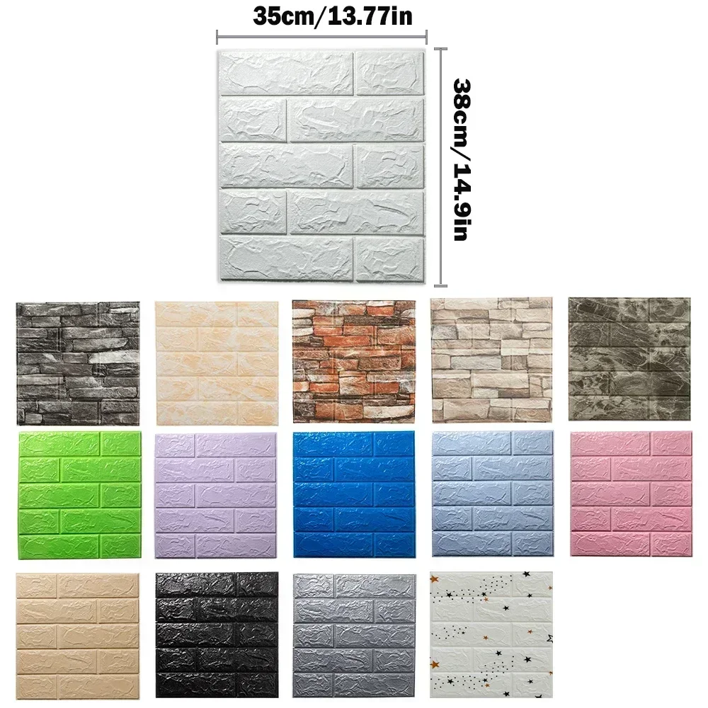Thickened Foam 3D Wall Stickers Self-adhesive Moisture-proof Wallpaper for Living Room Bathroom Bedroom Dorm Interior Decoration