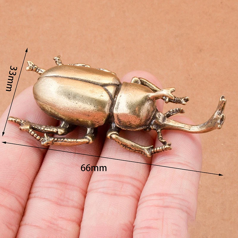 △ 3 Style Available Beetles Miniature Figurine Small Desk Decoration Vintage Copper  Tea Pets Ornament Home Decor Accessory