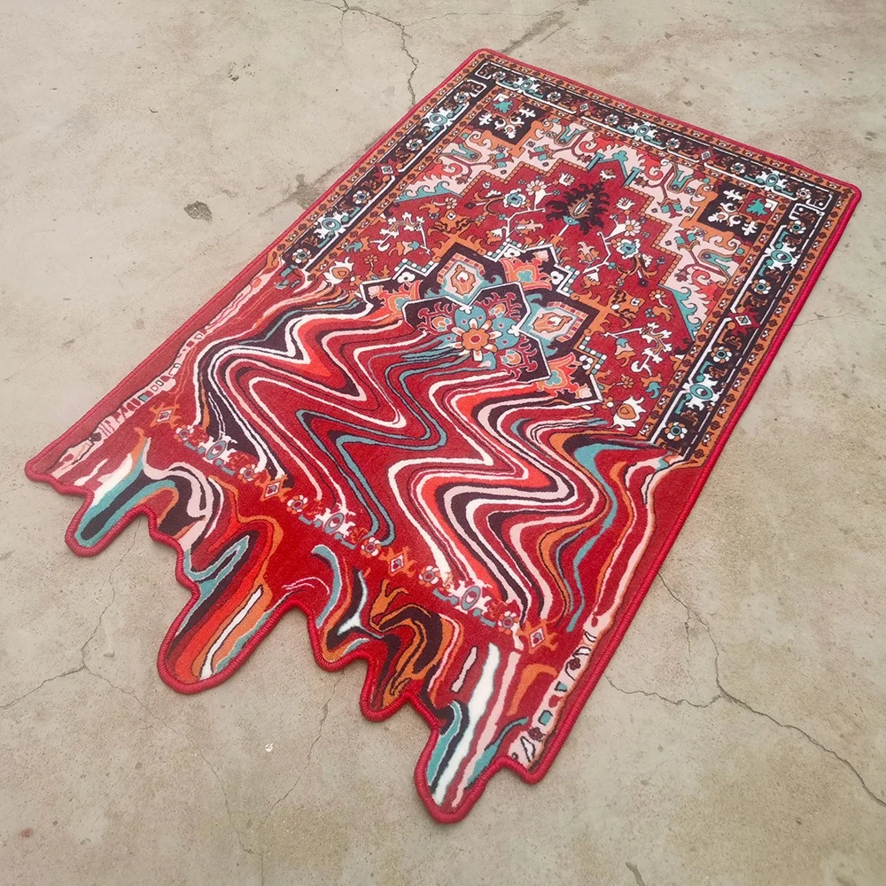 Persian Style Melting Rug Dripping Design Thick Wall Art Rug Living Room Carpet