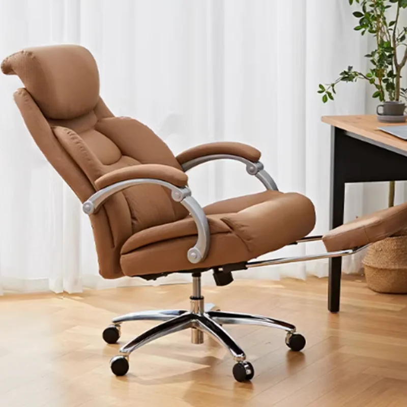 Leather Headrest Office Chair Support Ottoman Study Relaxing Office Chair Wheel Comfortable Sillas De Oficina Home Furniture