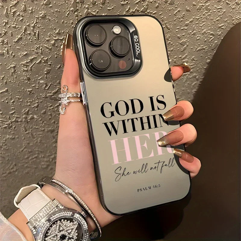 Pink Words Psalm Christian Quote Aesthetic Case for IPhone16 11 15 14 13 12 Pro Max Plus Black and Silvery Shockproof Gifts