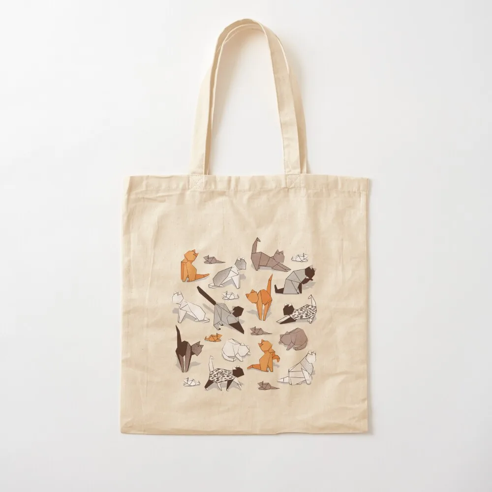 

Origami kitten friends // grey linen texture background paper cats Tote Bag hand bag tote bag men Canvas Tote