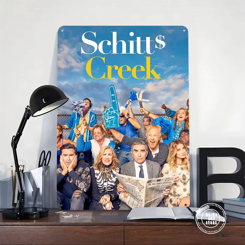 Schitt's Creek Cast At a Game Printing Poster Customized Retro Wall Art Vintage Metal Signs for Mancave Living Room Decorations