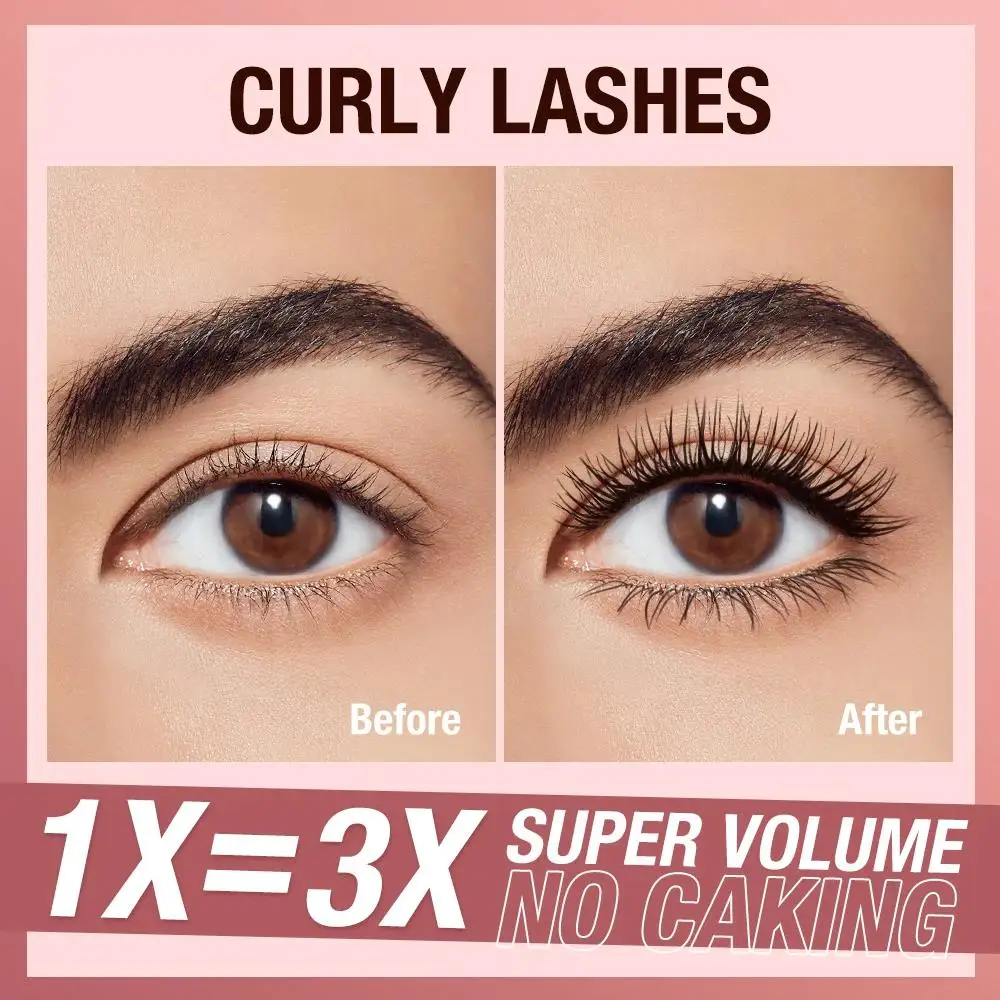 Long Lasting Volumizing Mascara Waterproof Black Silk Fiber 5D Eyelashes Enhancer Smudge Proof Lengthening Eye Makeup