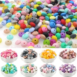 Perles d'espacement lentilles en silicone de qualité alimentaire, collier de sucette, boulier, bricolage, 12mm, 20 pièces par lot