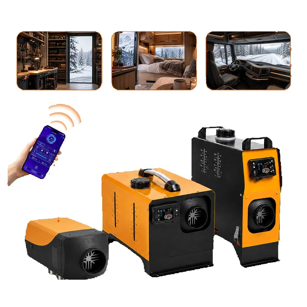 Diesel-Standheizung 5KW 8KW 12V 24V Kabinenheizung, Split- & Horizontalausführung, LCD-Display + Fernbedienung, 8KW mit Bluetooth-App, Diesel-Autoheizung für Wohnmobil, Camper, LKW, Van, Boot,