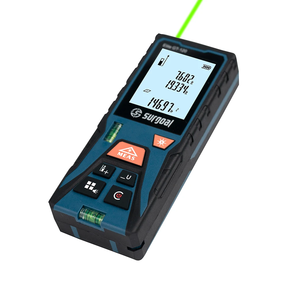 120m Green Laser Distance Meter with Bubble Level Digital level Laser Rangefinder Tape Measure