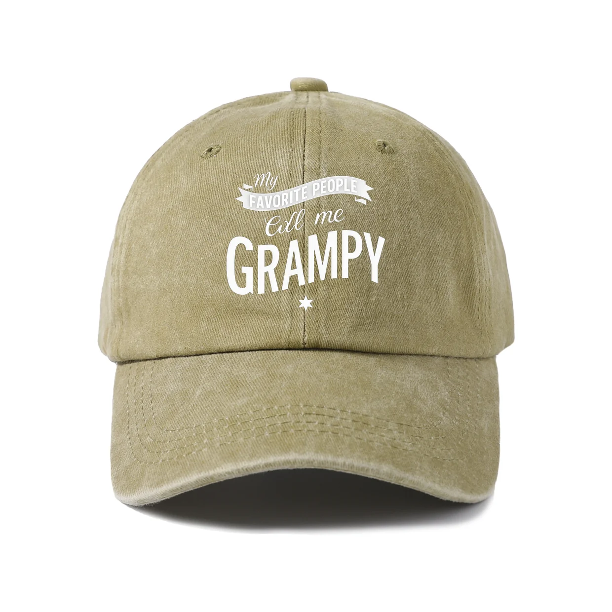 Favorite People Call Me Grampy Graphic Vintage Washed Baseball Cap, Adjustable Unisex Dad Hat, Casual Gift