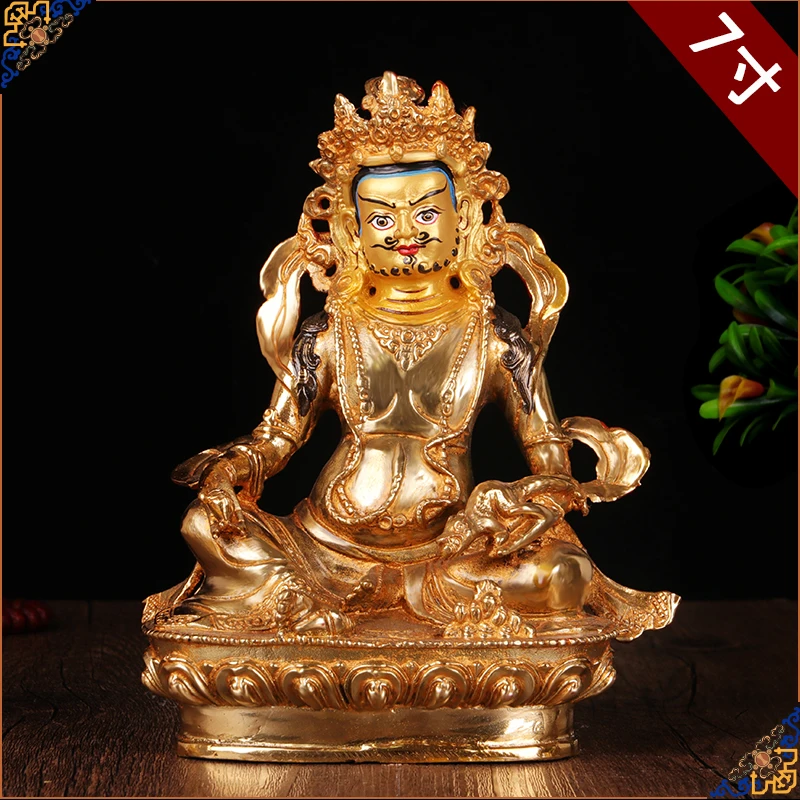 Special Offer 20CM HOME family  Talisman # Buddhism full Gilding Gold-plated Yellow Jambhala Zambala Buddha statue