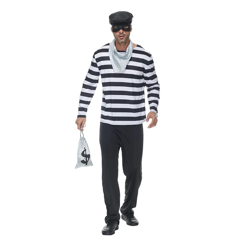 RT01 رجل لص زي هالوين الكبار مضحك السارق تأثيري الدعاوى كرنفال عيد الفصح بوريم فستان بتصميم حالم Gf1