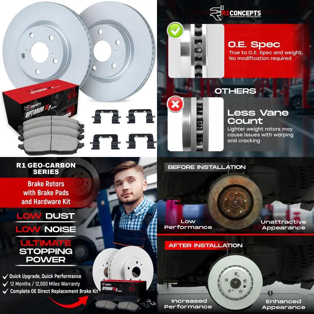 

Rear Brake Kit For 2017-2023 Tesla 3, 2020-2024 Tesla Y| Blank Brake Rotors| Optimum OEP Brake Pads and Rotors Kit| Hardware inc