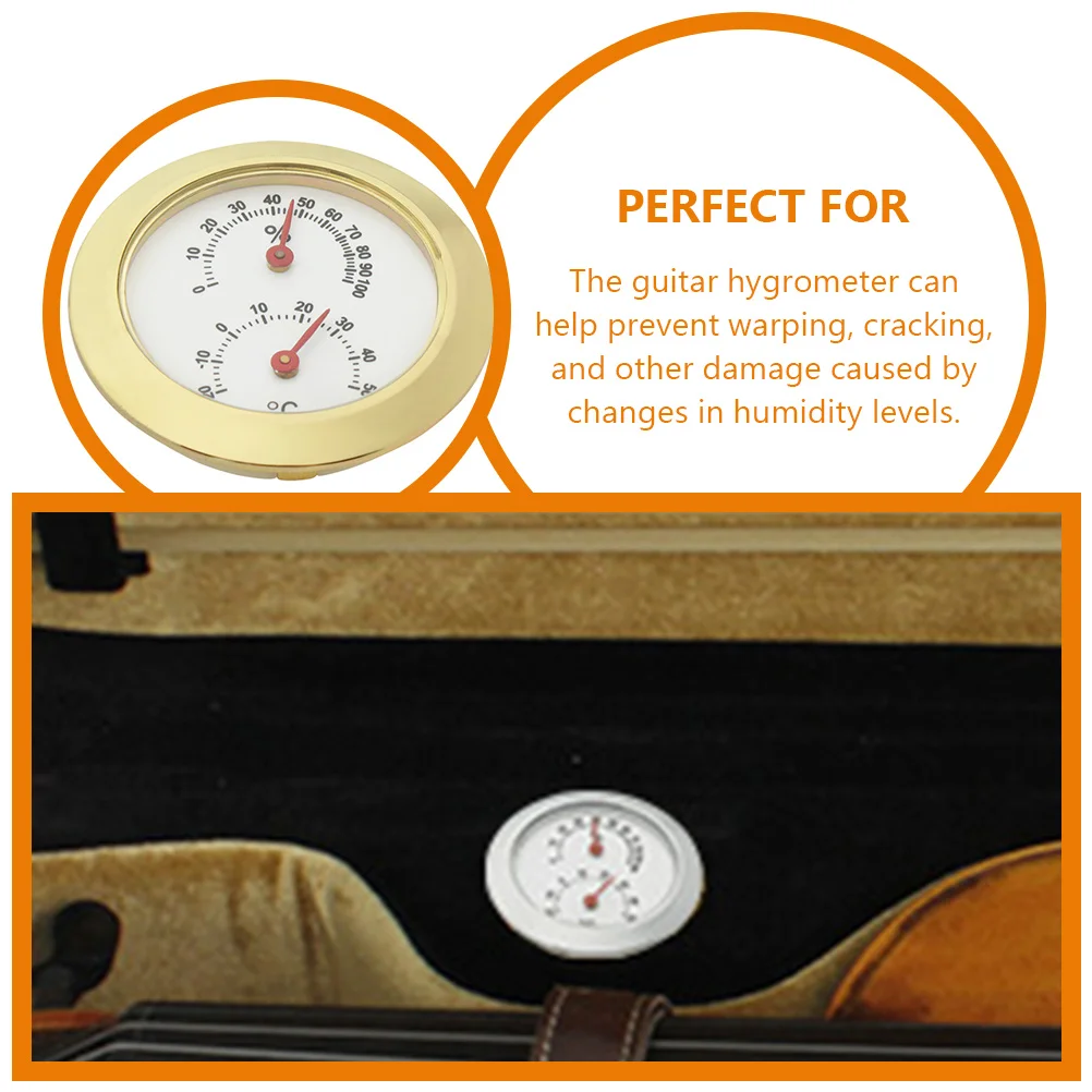 

2 Pcs Humidity Meter Hygrometer Violin Humidifier Guitar Accesories Gauge for Case Acoustic