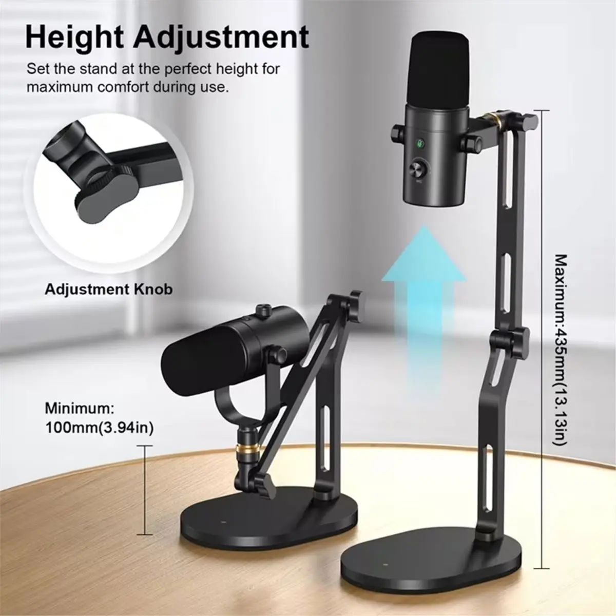 giftnew Foldable Desktop Microphone Stand for AM8 K669B Mic Adjustable Metal Boom Arm for Podcast Recording Streaming