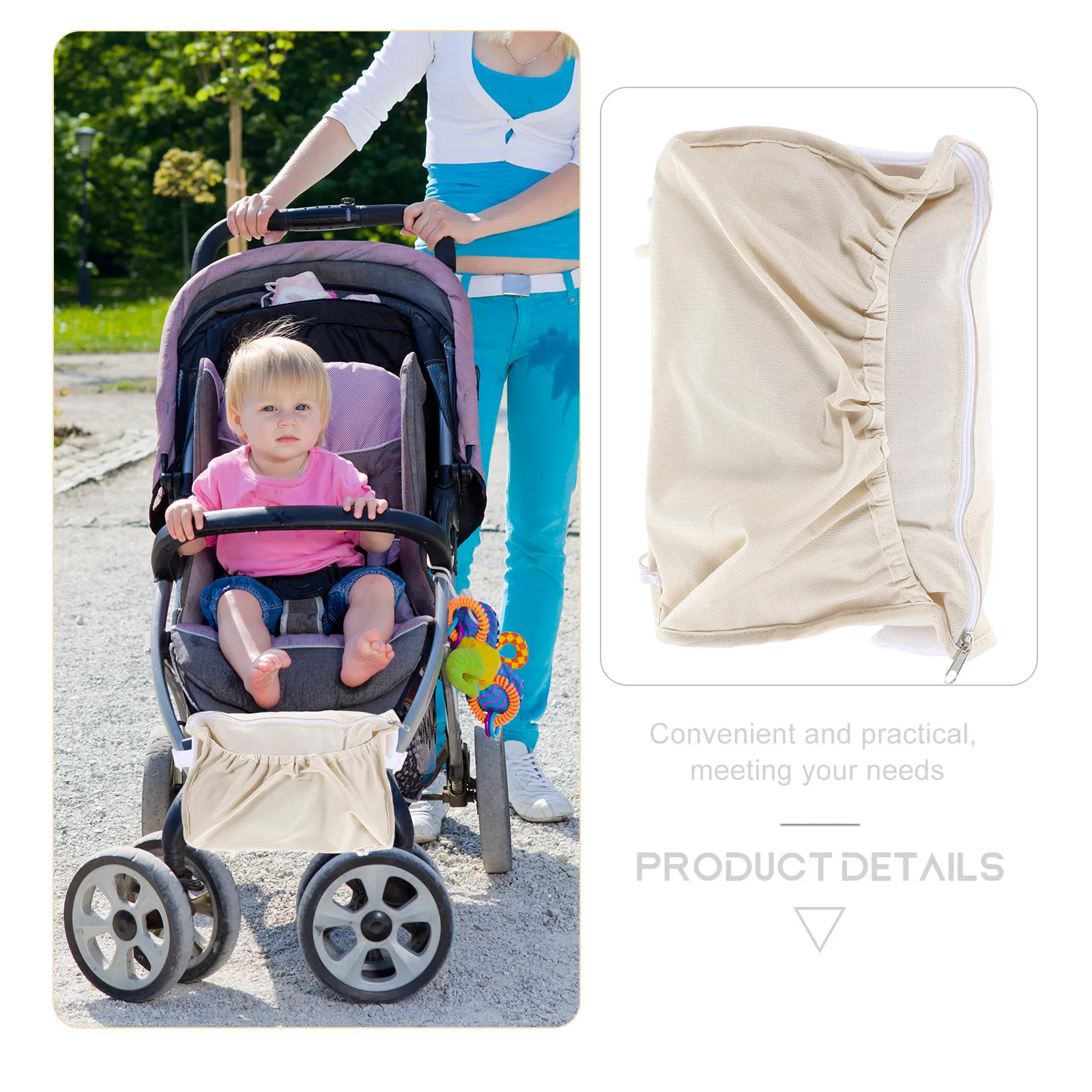 Light Yellow Stroller Hanging Bag Large Capacity Universal Pushchair Organizer Basket for Baby Essentials Diapers Snacks Wipes