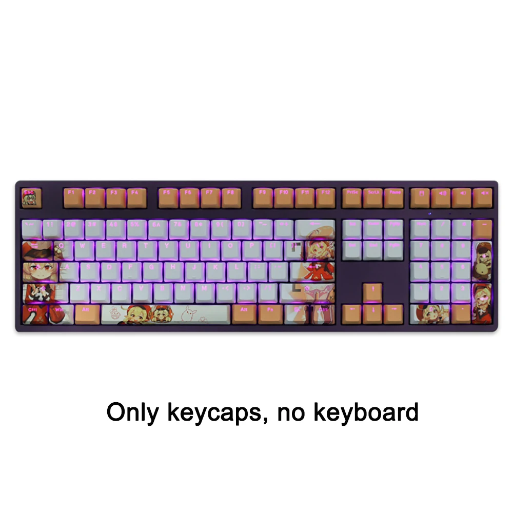 108 Keys/set Genshin Impact Keycaps Klee Keycap PBT Dye Subbed Keycap Cherry Anime Cartoon Gaming Key cap For ANSI 61 87 104 108