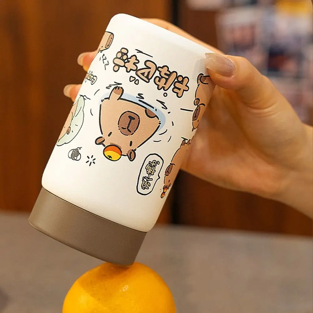 Large Capacity Stainless Steel Capybara Insulated Cup with Crossbody Capybara Thermos Vacuum Straw Cup Water bottle for Student