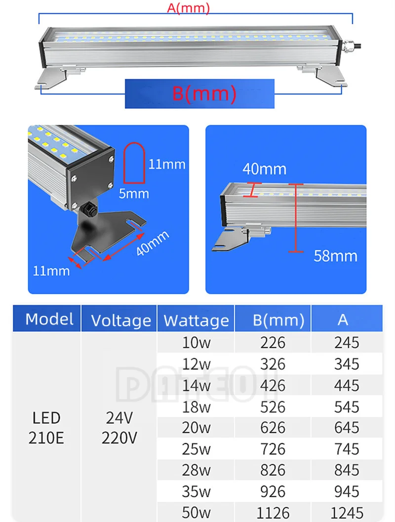 CNC Machine Led Work Lamp Waterproof Explosion-Proof Metal Lathe Lighting 220v Three Anti-Lamp 24Vdc 220VAC 10W14W18W