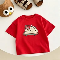 T-shirt pour enfants, vêtements décontractés à la mode, imprimés, à manches courtes, col rond, chemise fine pour bébés garçons et filles 2