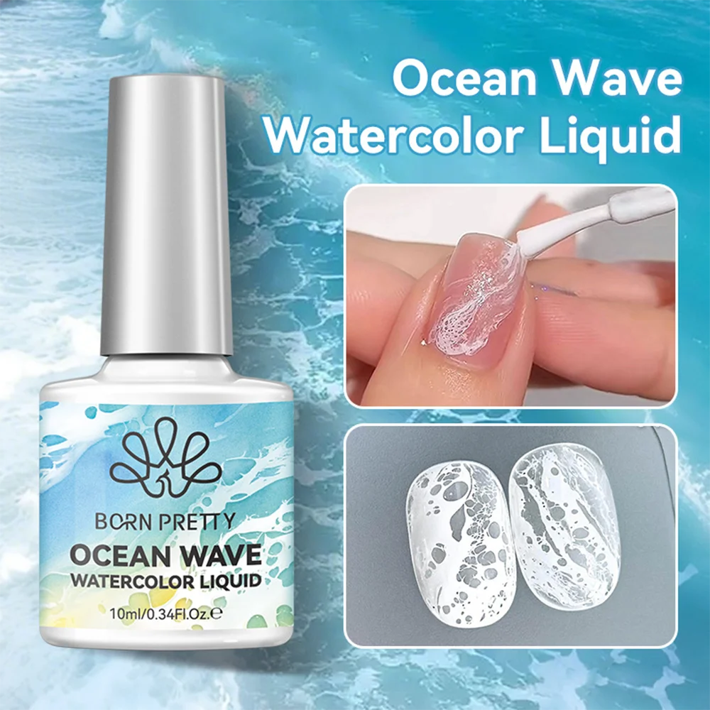 

10ml White Ocean Wave Watercolor Nail Gel Polish 3s Spreading White Bubble Lace Design Nail Art Varnish Soak Off UV LED Nail Art