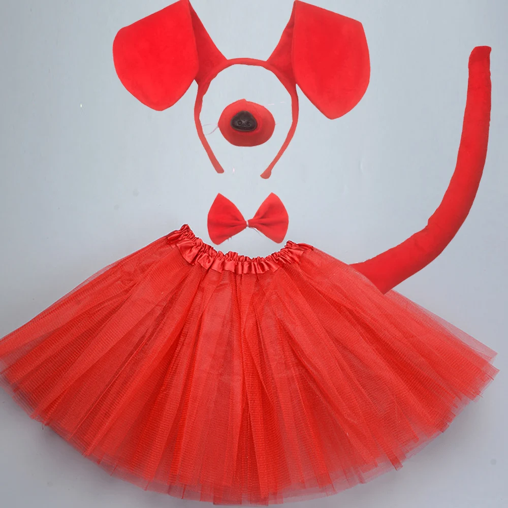 10 Sets Children Kids Adult Animal Dog Costume Ear Tail Nose Skirt Tutu Cosplay Birthday Gift Halloween Party Wedding Festival