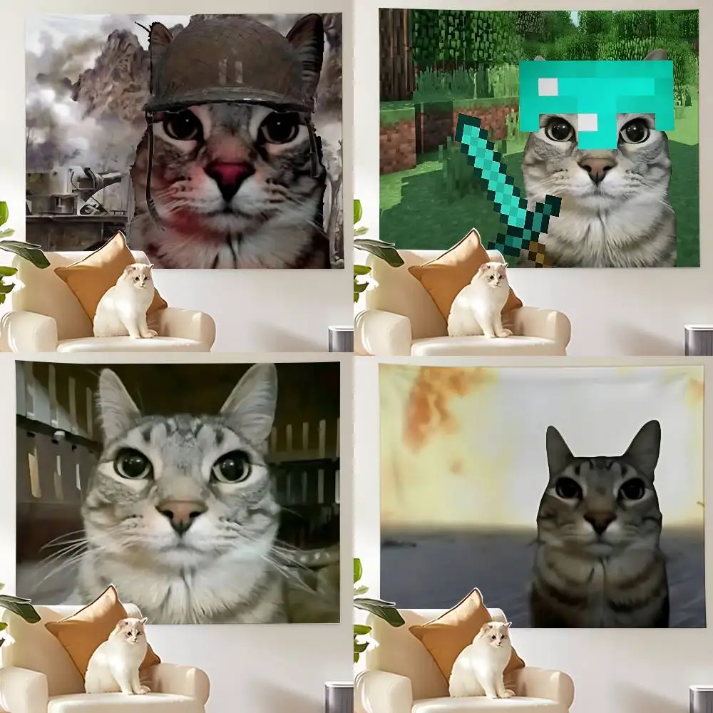 

Funny Cat Tapestry Wall Hanging Tapestry Art Deco Blanket Curtain Hanging At Home Bedroom Living Room Decor