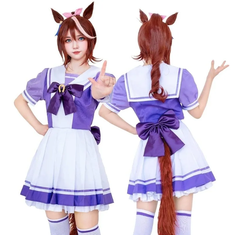 

Game Special Week Cosplay Costume Sailor Suit Purple Dress JK Skirt School Uniform Full Set Role Play Outfit for Women