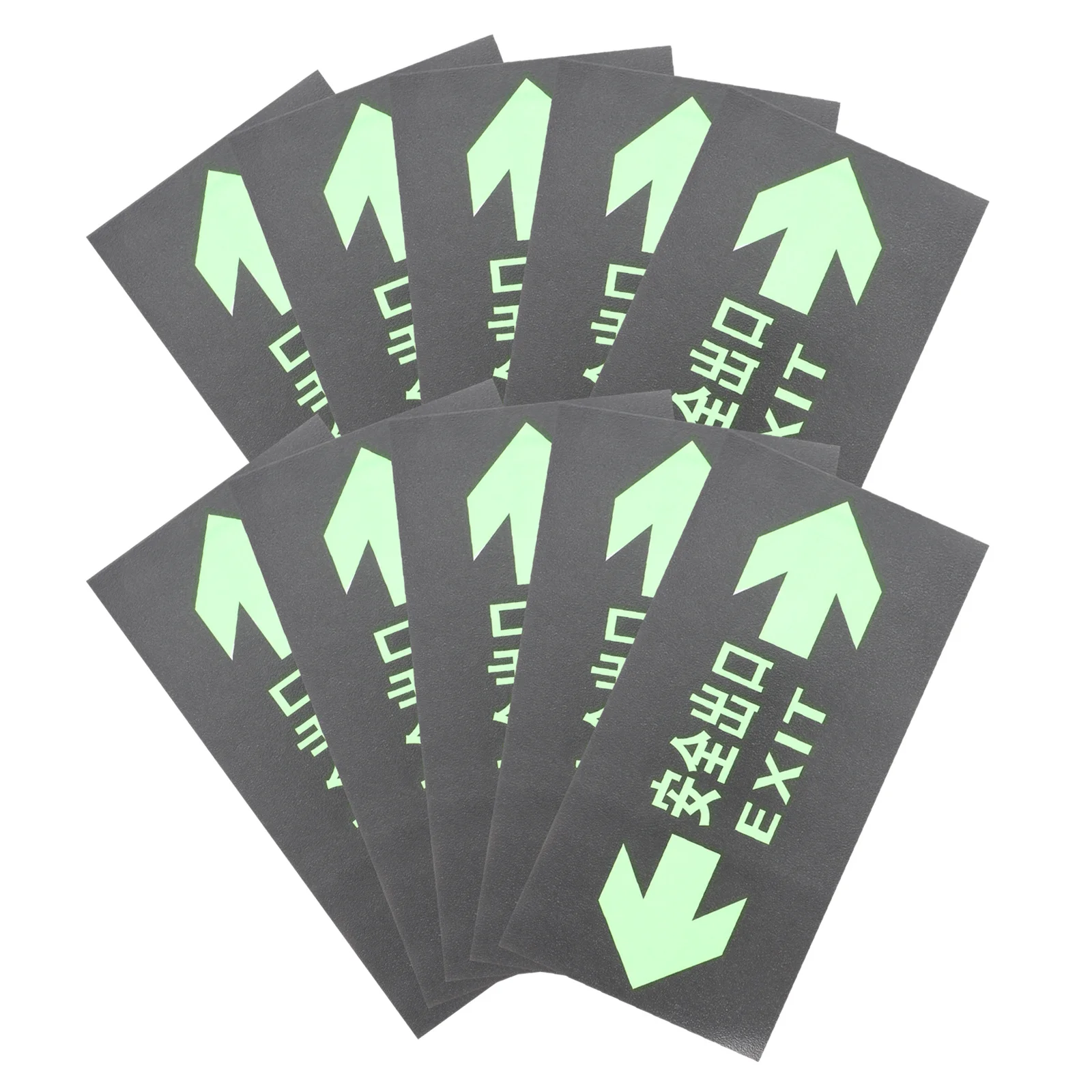 

10Pcs Durable Glow in The Exit Sign Stickers Safety Self Luminous Fire Exit Directional Decals Warning Sign