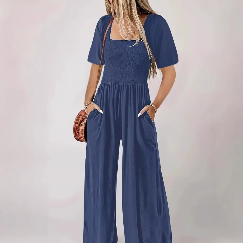 Summer Fashion Casual Loose Short-Sleeved Jumpsuit for Women TK Women's European And American Style