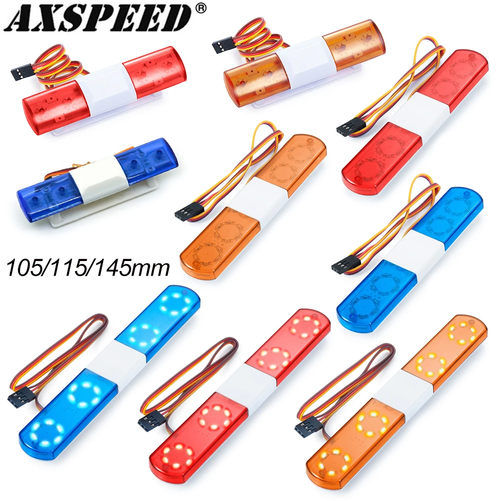 AXSPEED 105/115/145mm Multi-function Flashing RC Car Police LED Light Alarming Light for 1/8 1/10 TRX4 SCX10 Tamiya DIY Parts