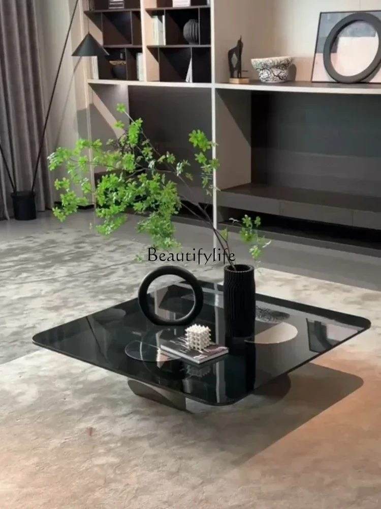 

Italian light luxury modern small apartment tempered glass coffee tableL