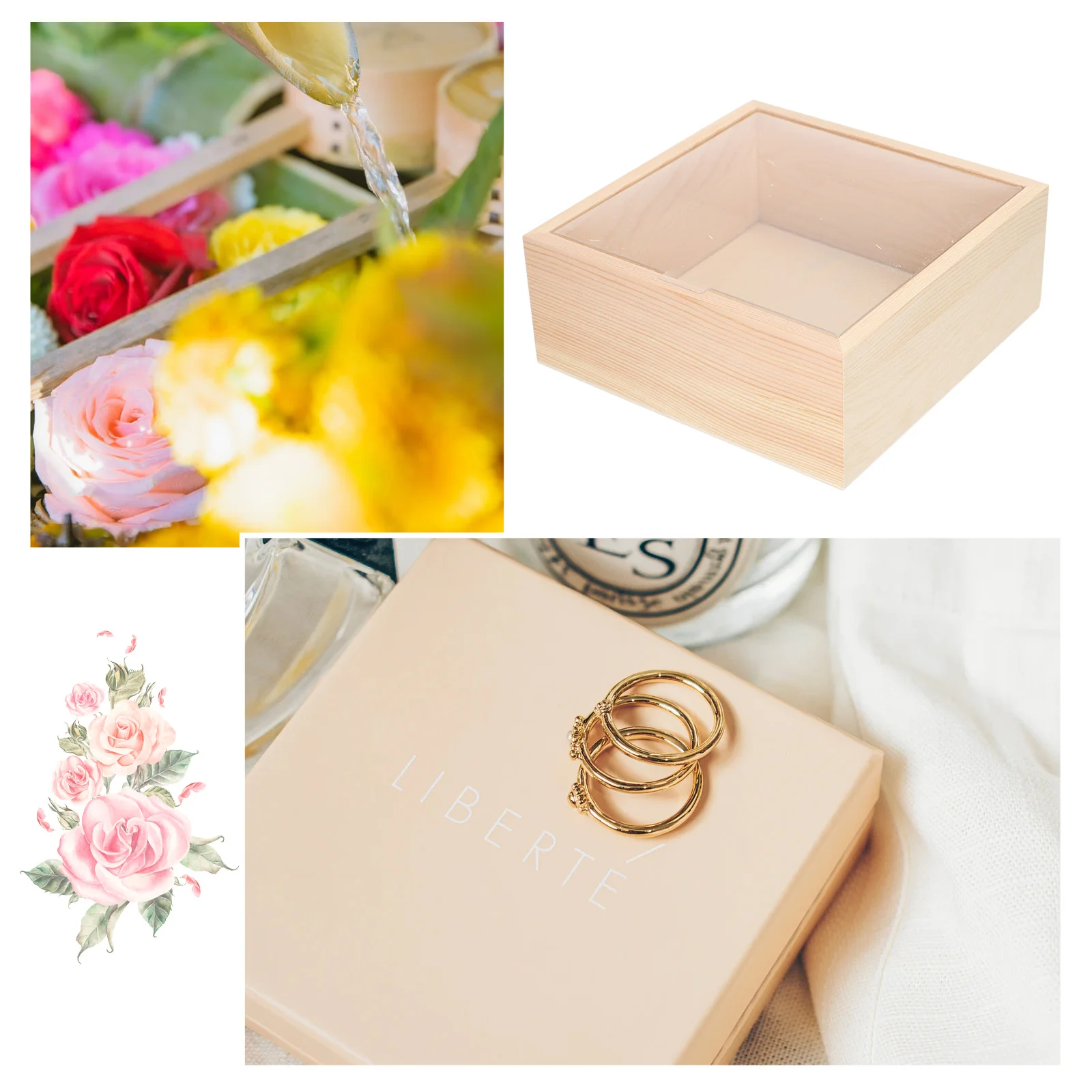 Storage Box Gift Packaging Wooden Bridesmaid Jewelry Boxes Rose Flower Container Pine Present