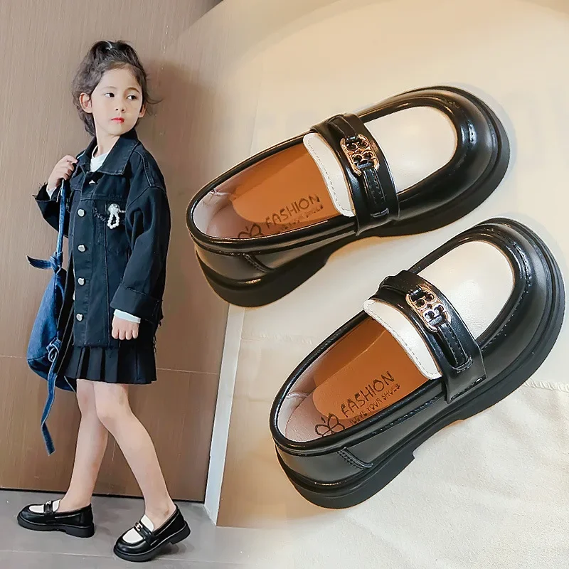 Girls\' Shoe Shoes 2024 Spring New Little Girl Fashion Everything with Beans Korean Version of Foreign Style Loafers